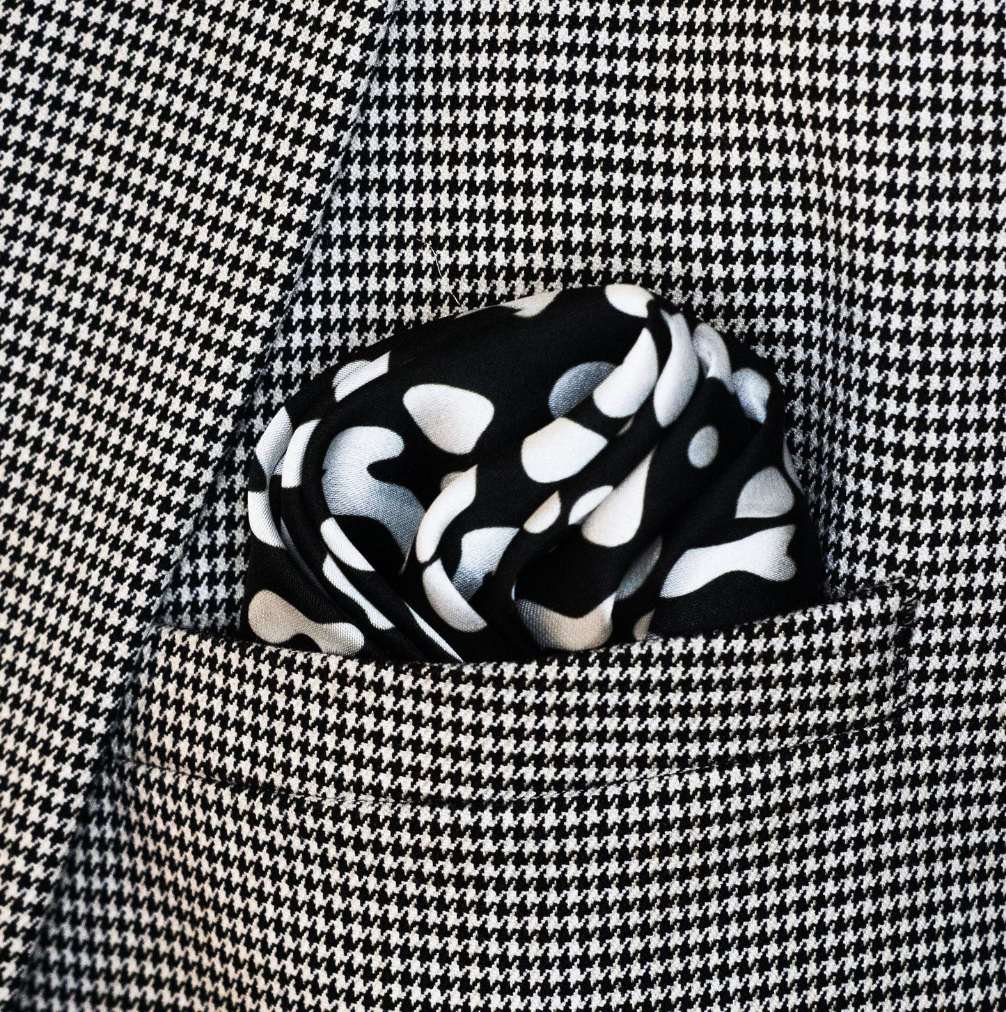 Black and White Leopard SilK Pocket Square