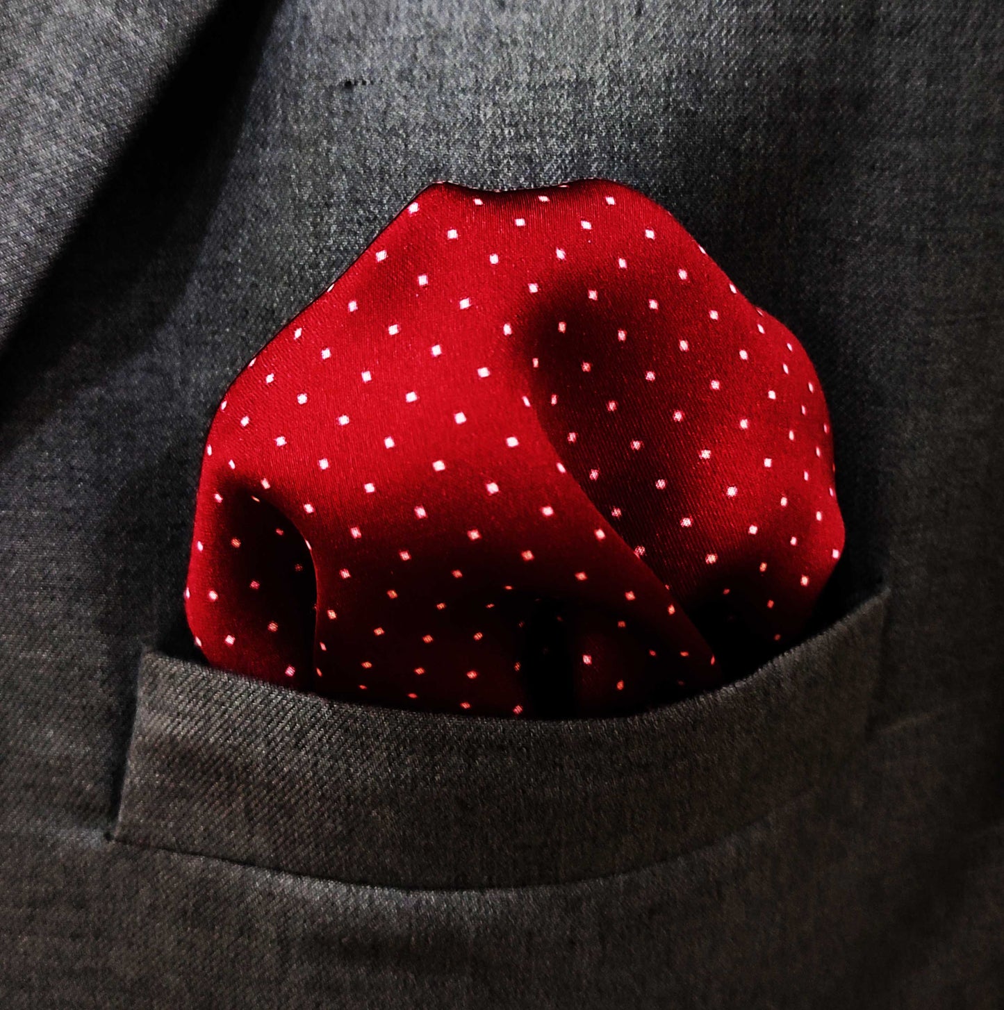 Merlot Mini Polka Dot - Silk Pocket Square