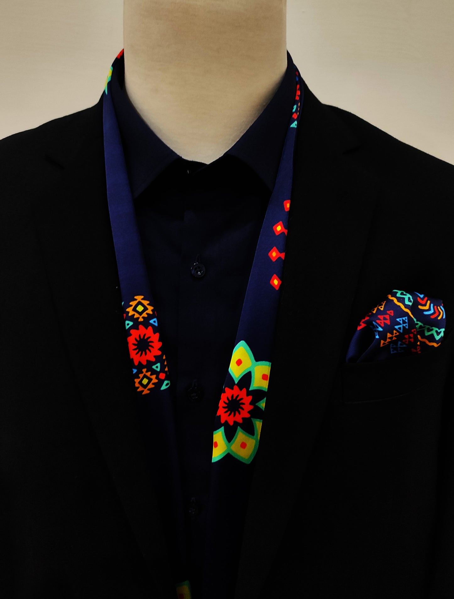 Truck Art Ethnic Silk Scarf and Pocket Square Set