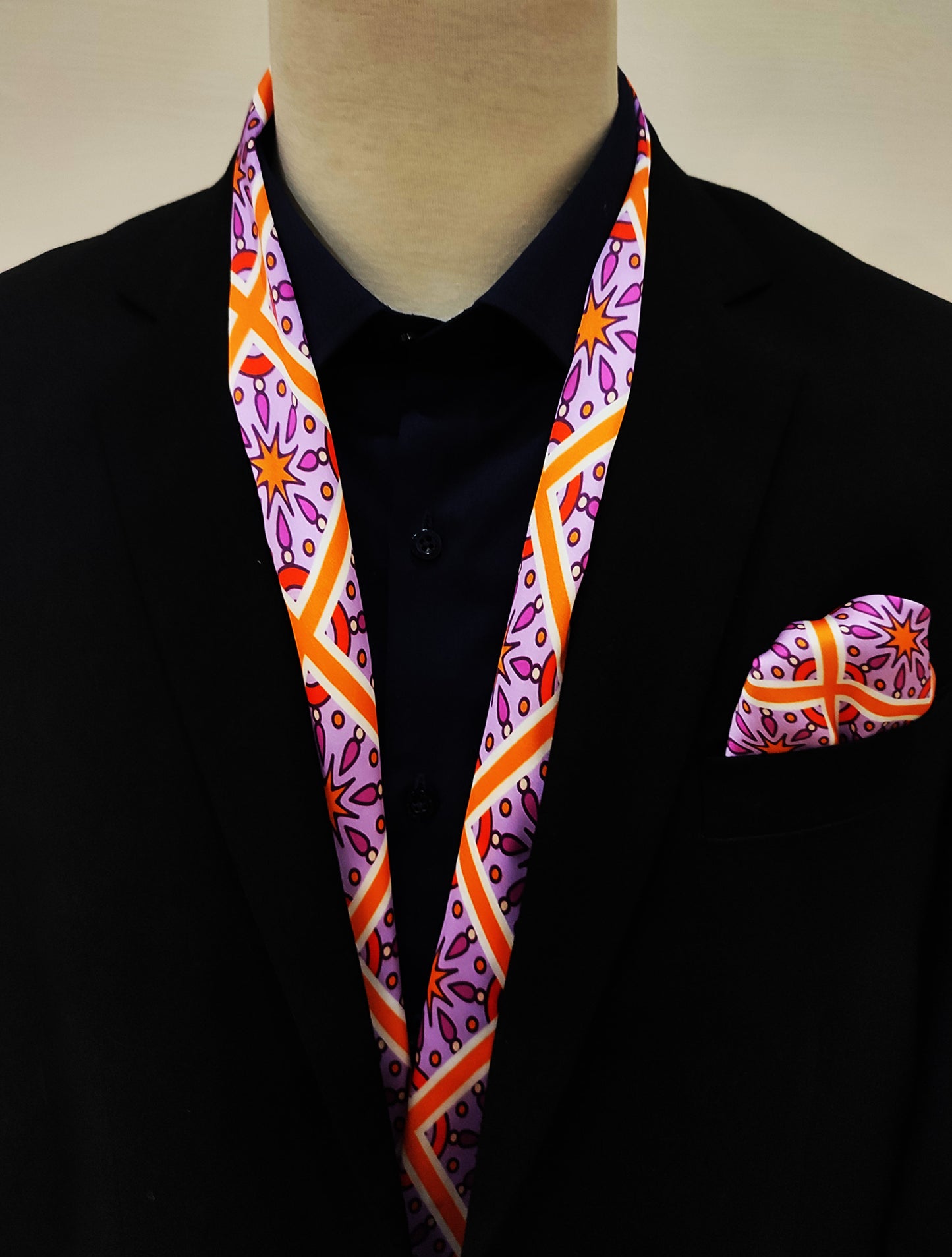 Retro Vintage - Silk Men Scarf and Pocket Square Set