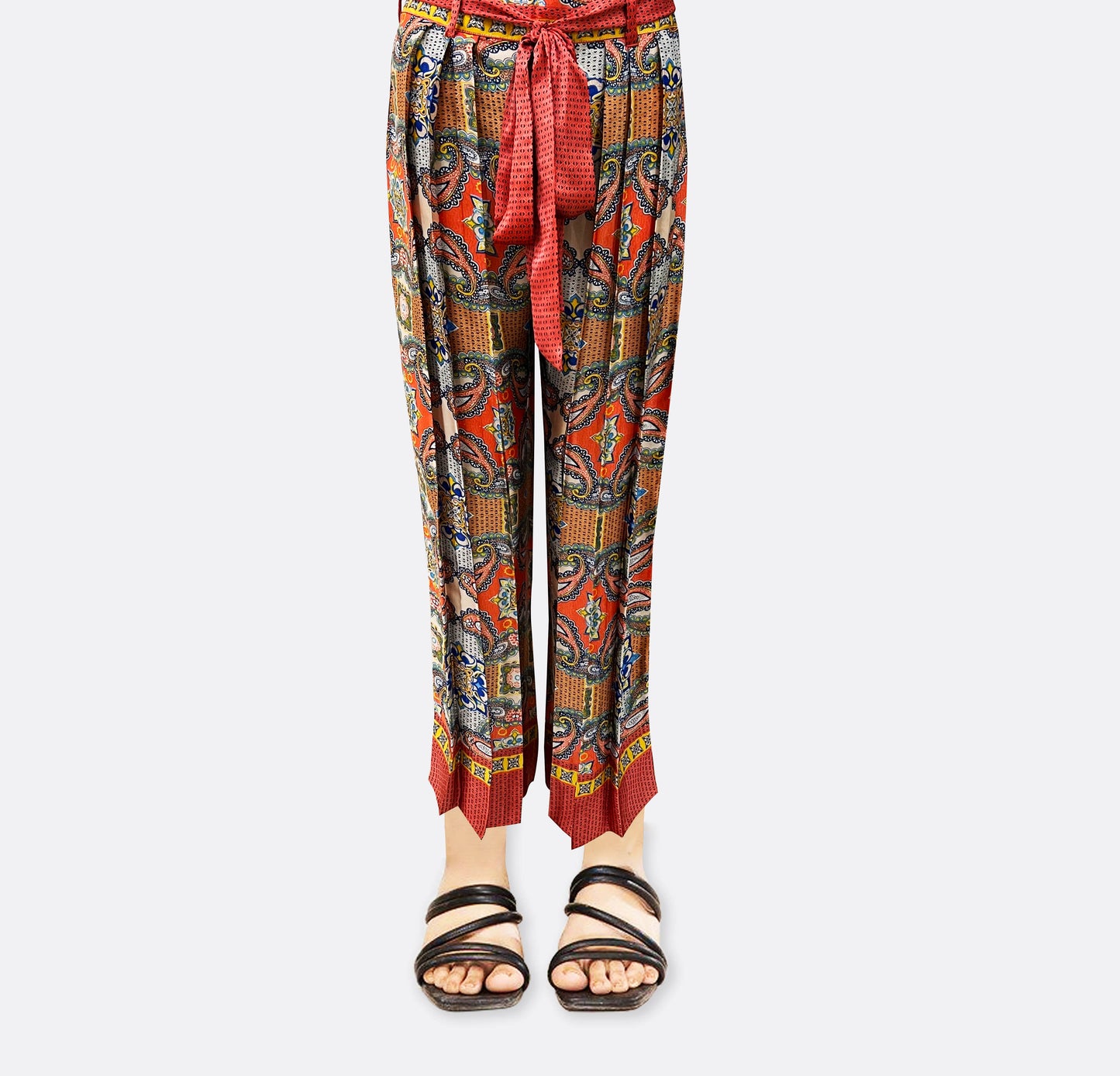 belted printed trouser