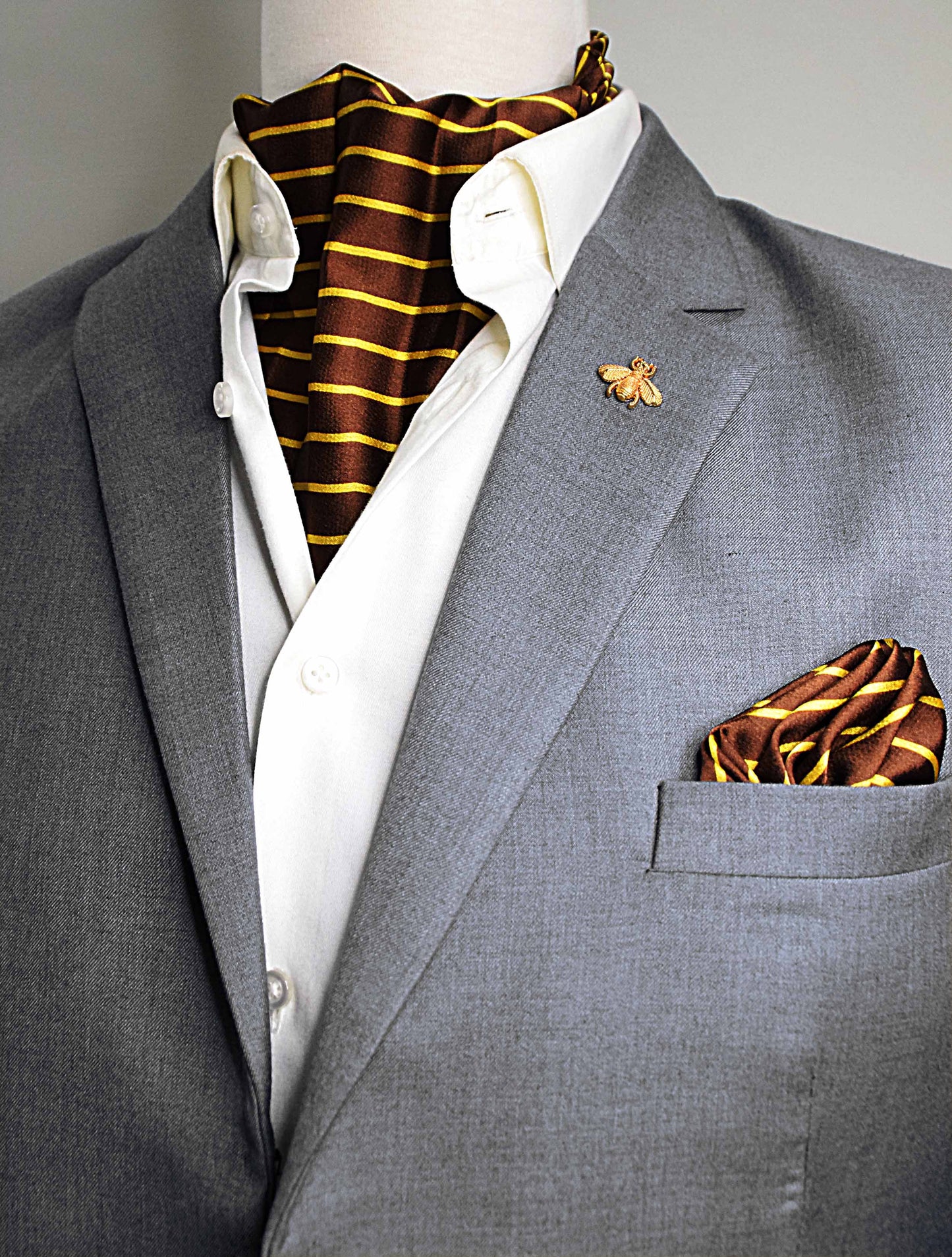 Yellow Cane Hazel Silk Ascot Set