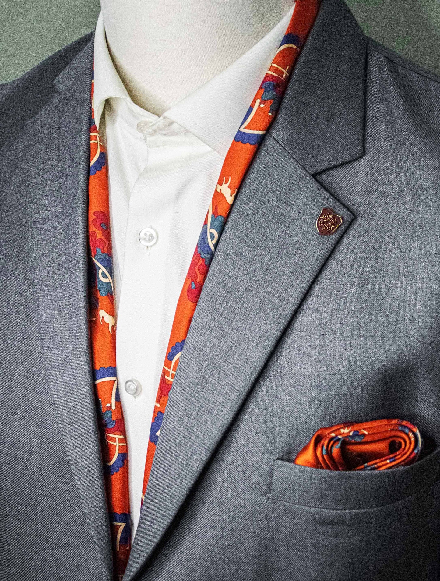 Rust Paisley and Floral - Silk Scarf and Pocket Square Set