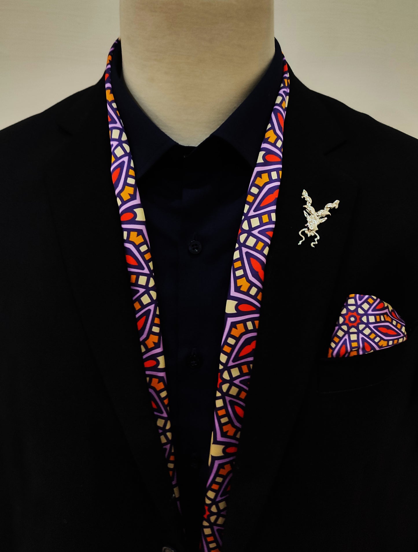 Colourful Abstract Art - Silk Men Scarf and Pocket Square Set