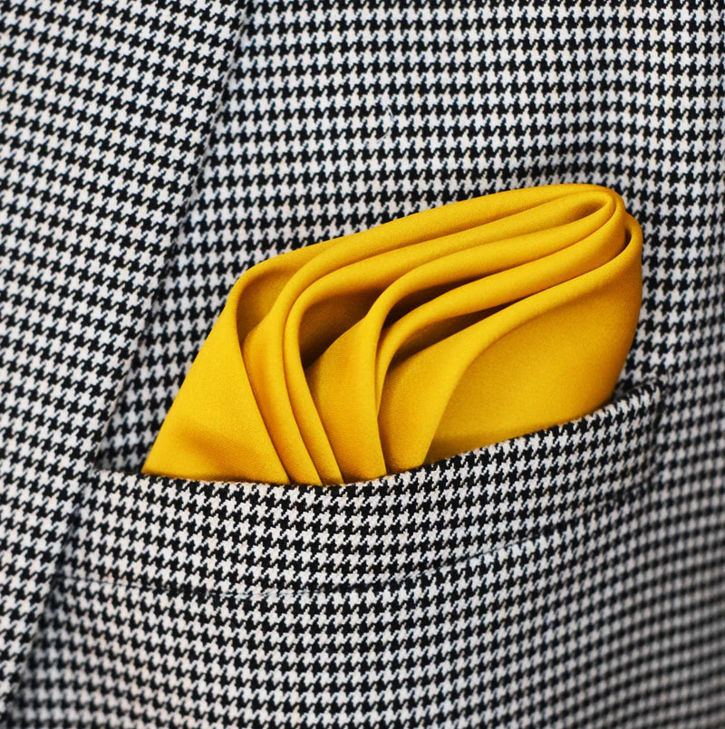 Mustard Solid Silk Pocket Squares