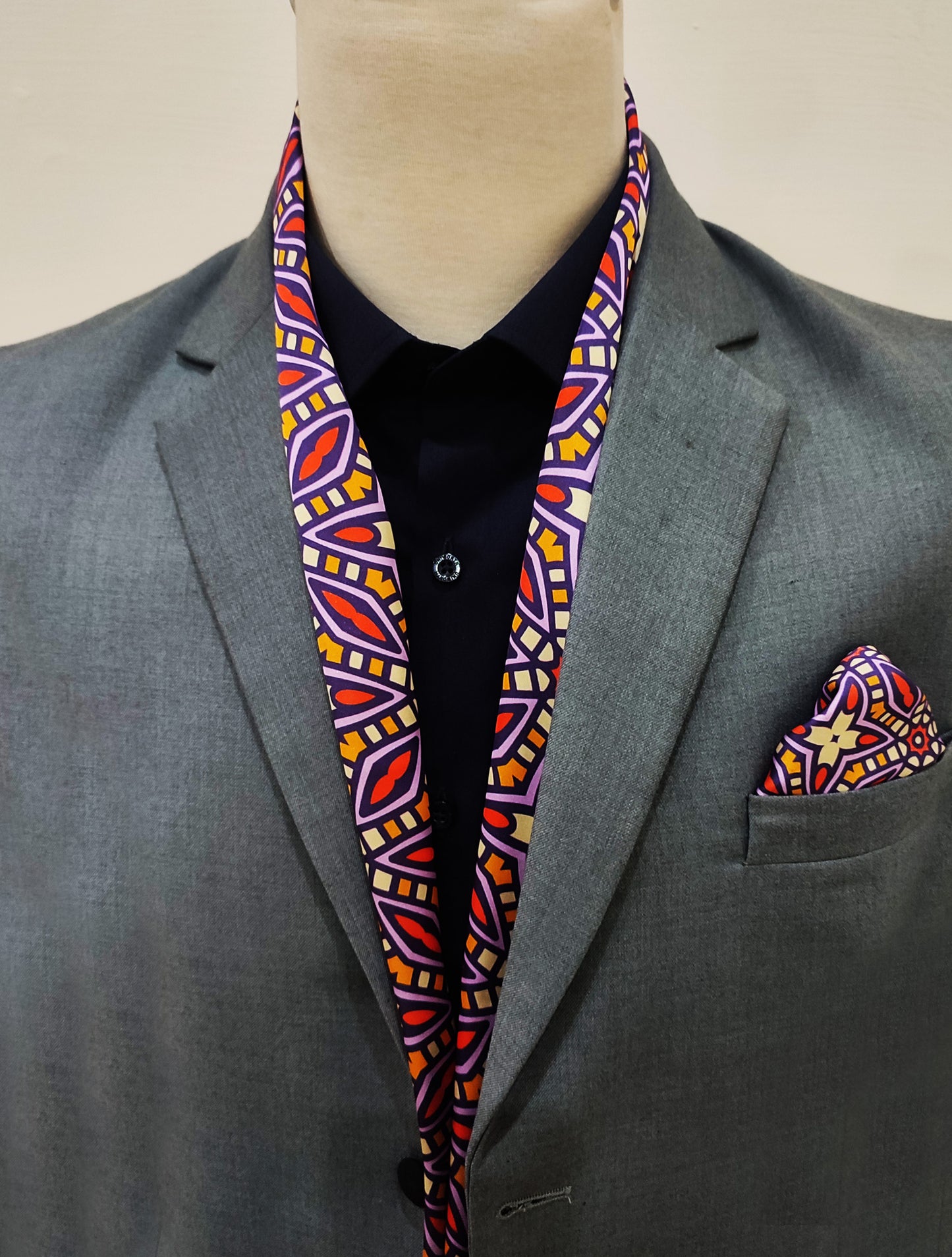 Colourful Abstract Art - Silk Men Scarf and Pocket Square Set