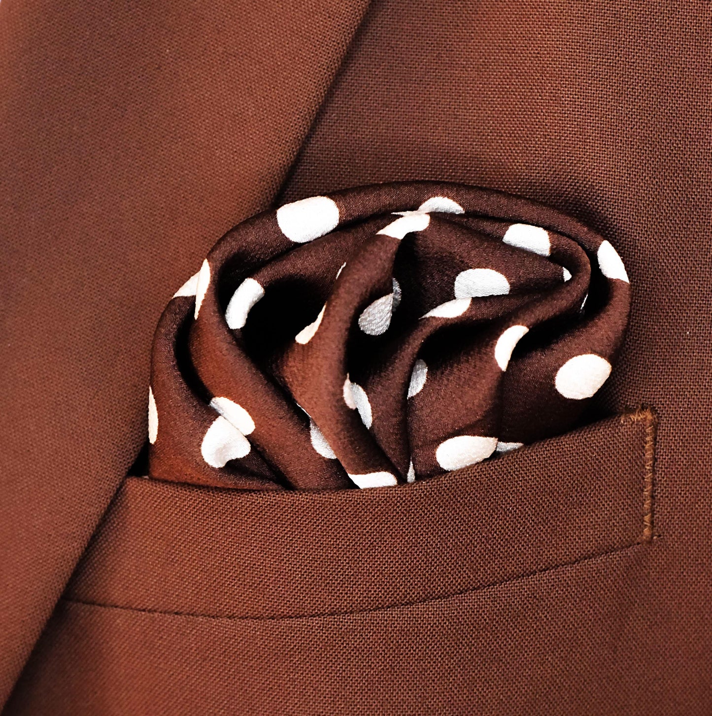 Coffee Base Polka Silk Pocket Square
