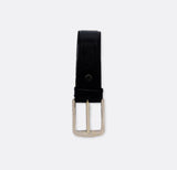 Classic Shiny Leather - Pin Buckle Slim Belt - Black