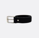 Classic Shiny Leather - Pin Buckle Slim Belt - Black