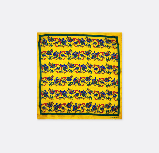 Paisley and Floral Mustard - Silk Pocket Square