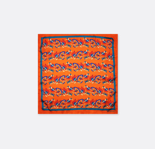 Rust Paisley and Floral - Silk Pocket Square