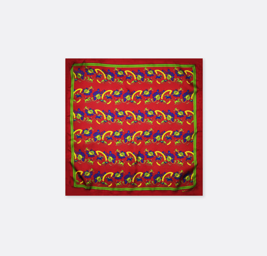 Maroon Paisley and Floral - Silk Pocket Square