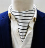 Sleek Black & White Stripes Silk Ascot by Monzoro