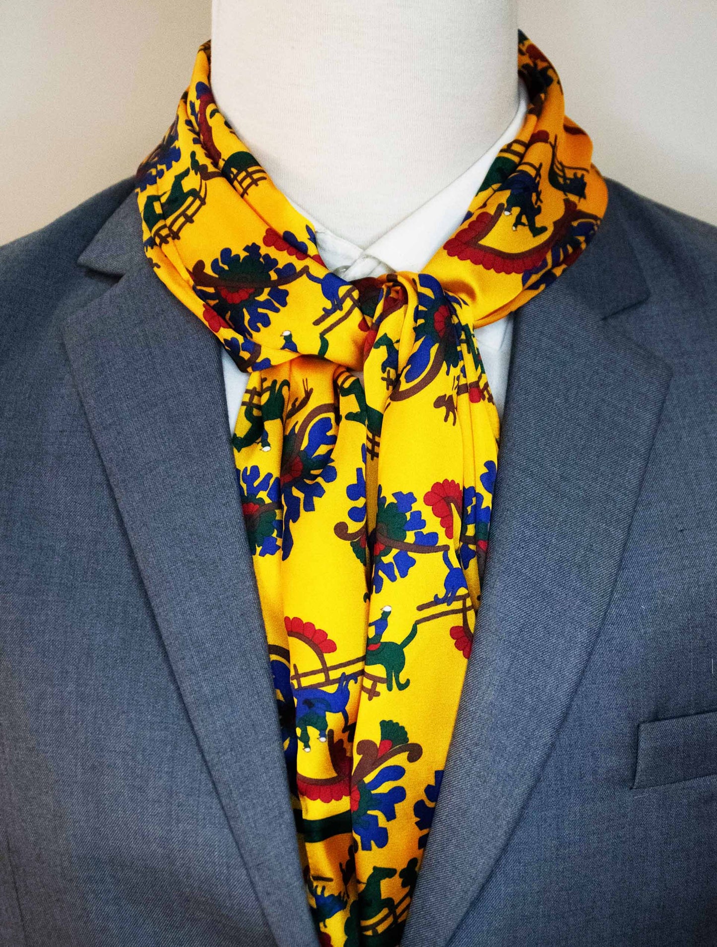 Mustard Paisley and Floral - Silk Men Scarf