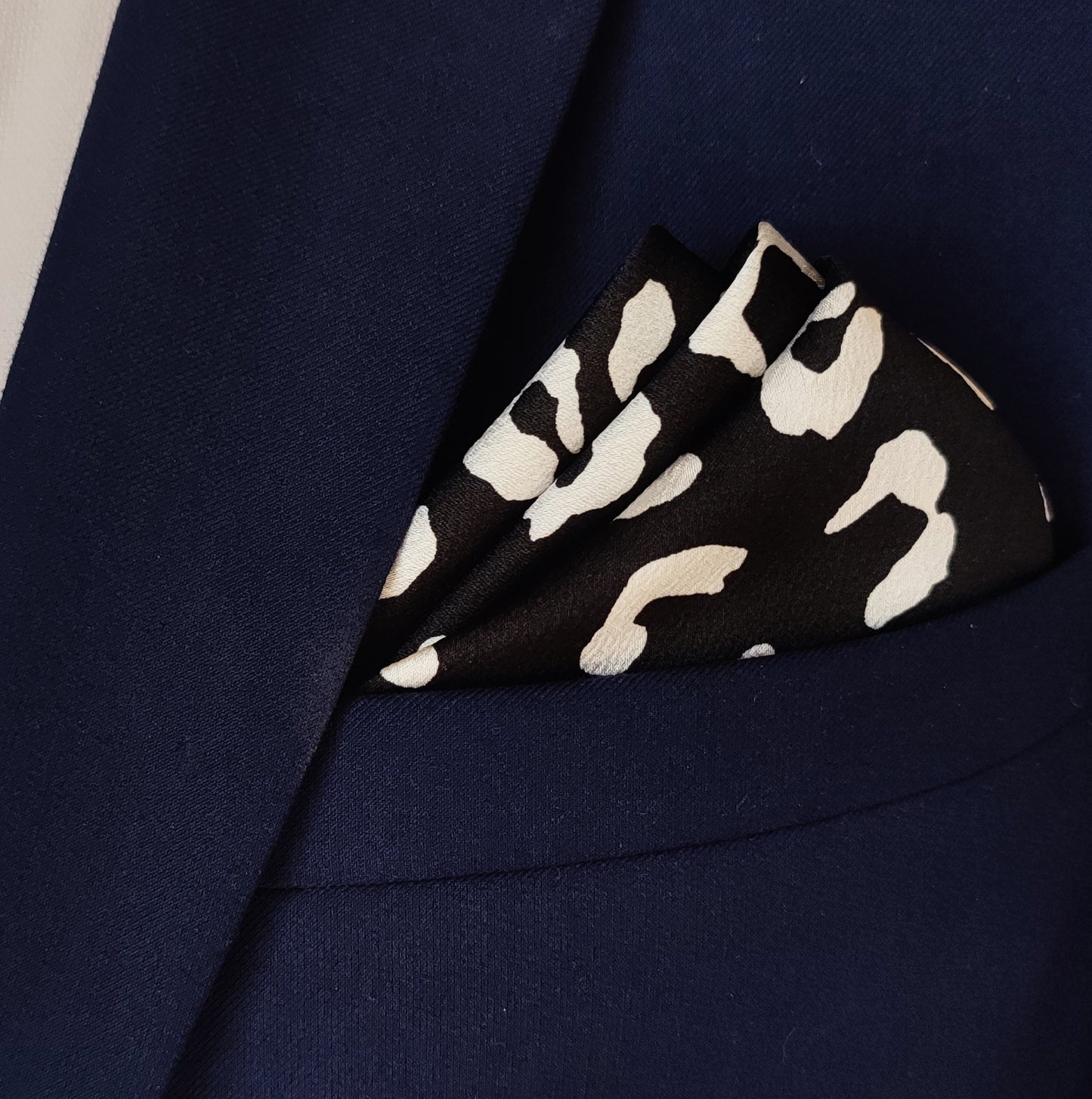 Black and White Leopard SilK Pocket Square