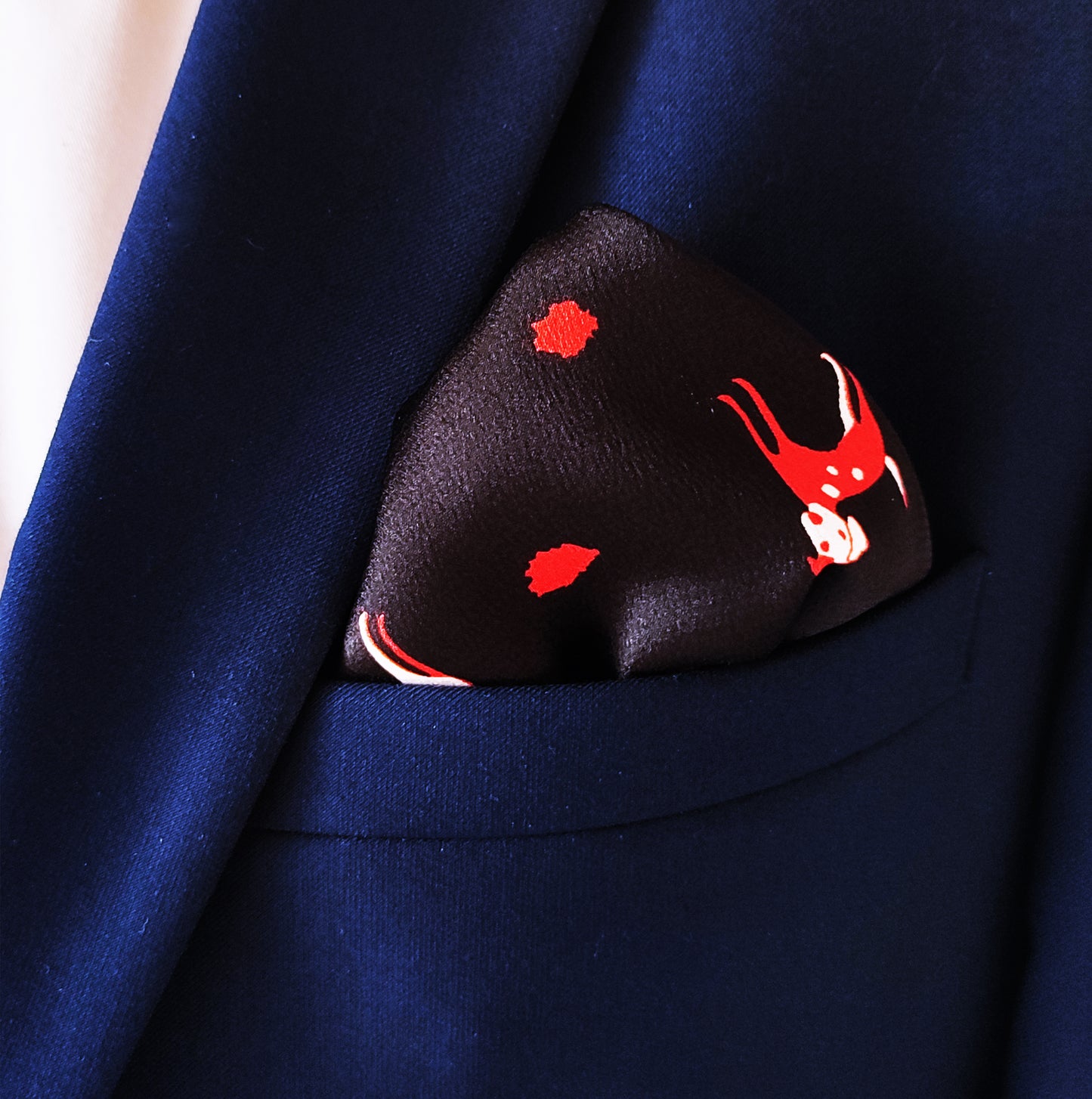 Black Dalmatian Silk Pocket Square