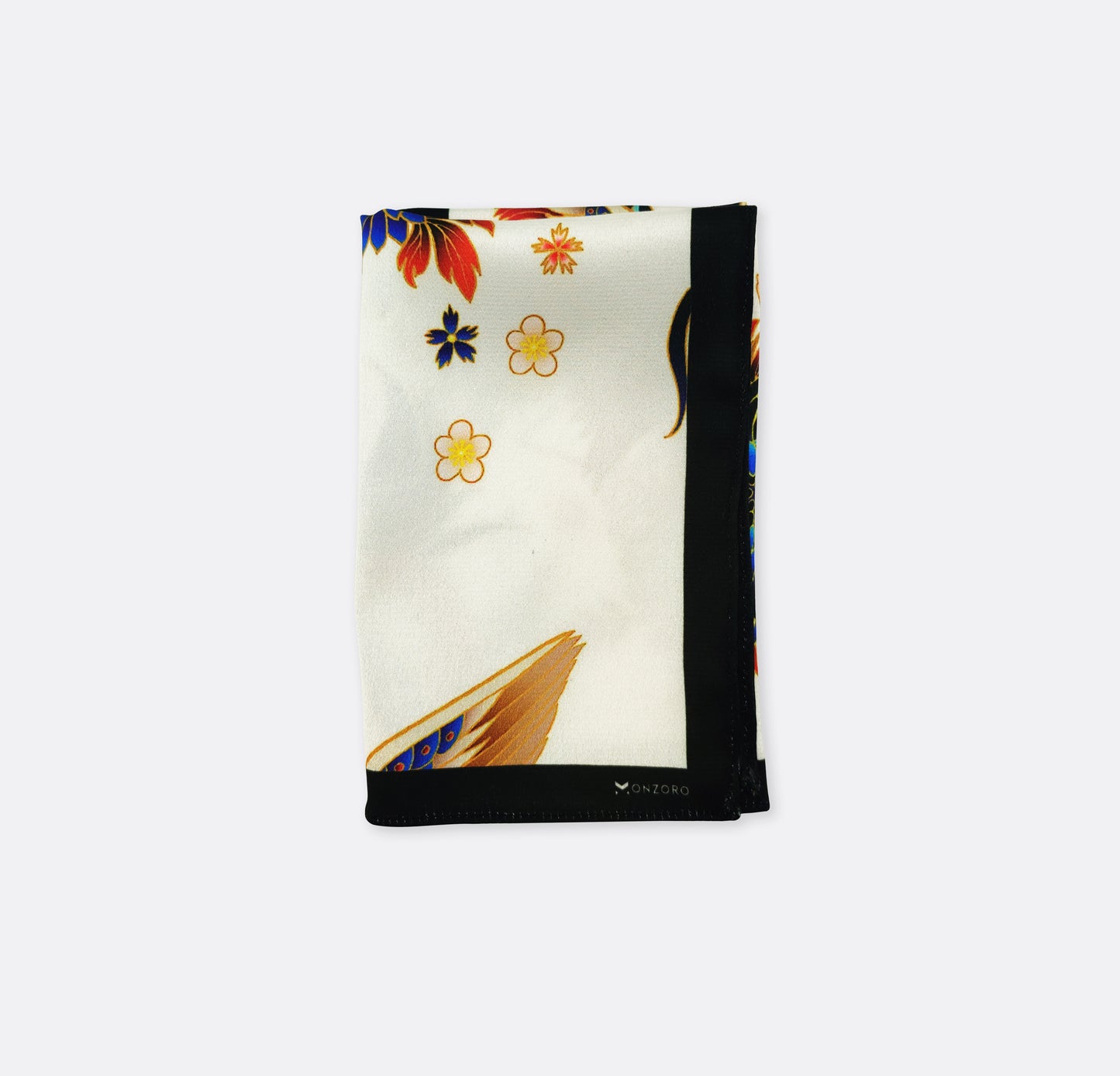 MANDARIN HERON WHITE - SILK POCKET SQUARES