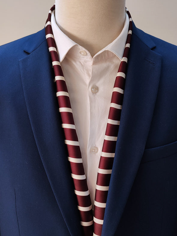 Creamy Rosewood Stripes - Silk Men Scarf