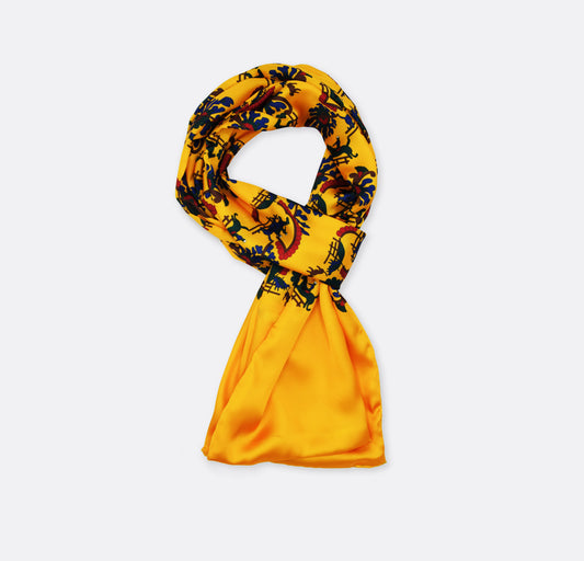 Mustard Paisley and Floral - Silk Men Scarf
