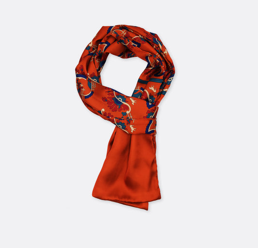 Rust Paisley and Floral - Silk Men Scarf