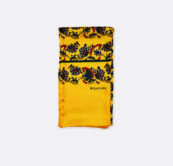 Mustard Paisley and Floral - Silk Men Scarves