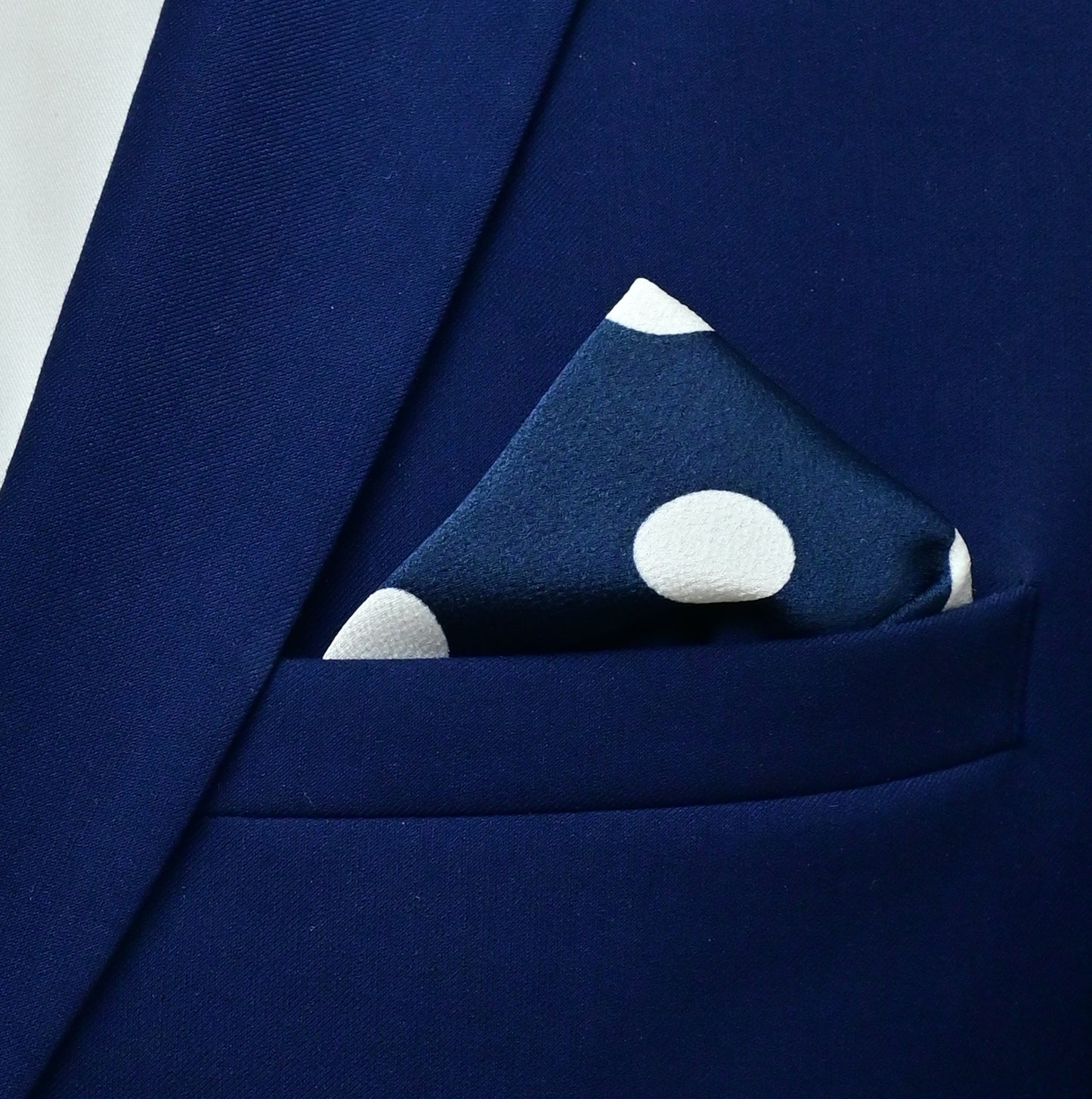 Navy Polka Silk Pocket Squares