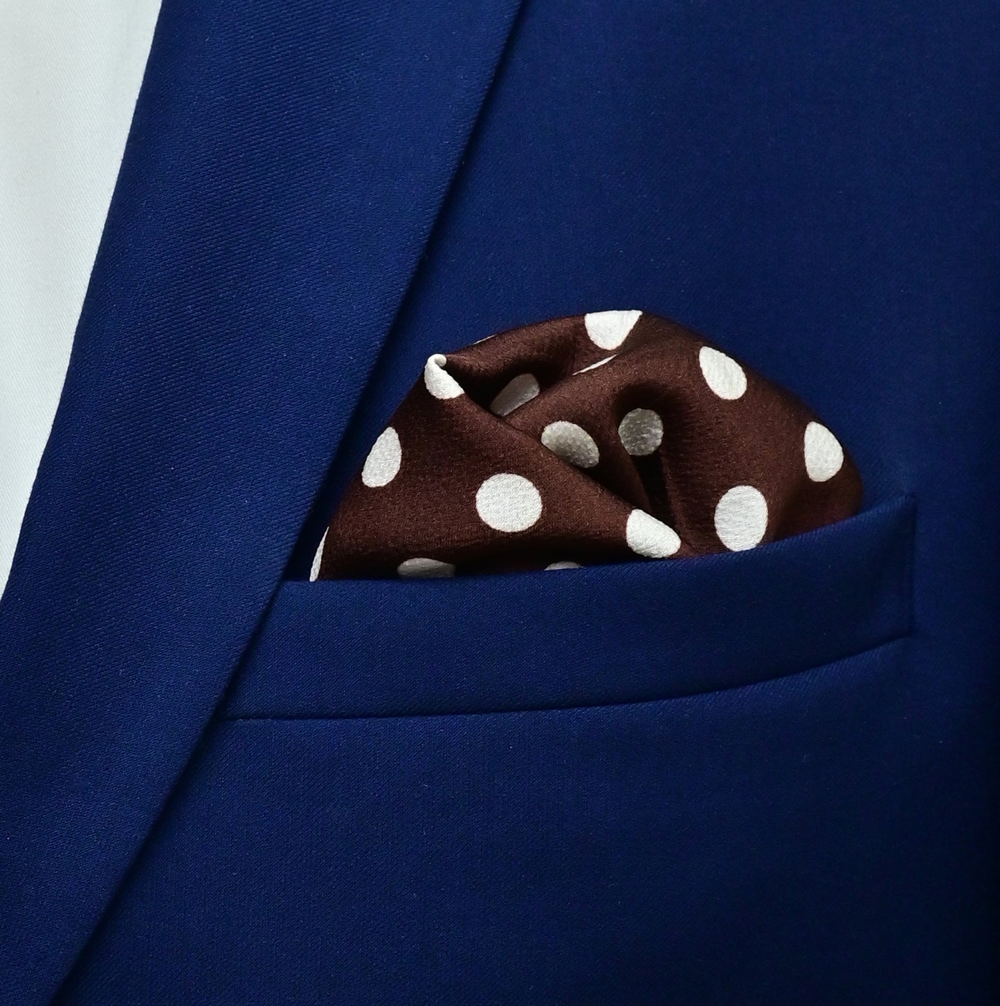 Coffee Base Polka Silk Pocket Square