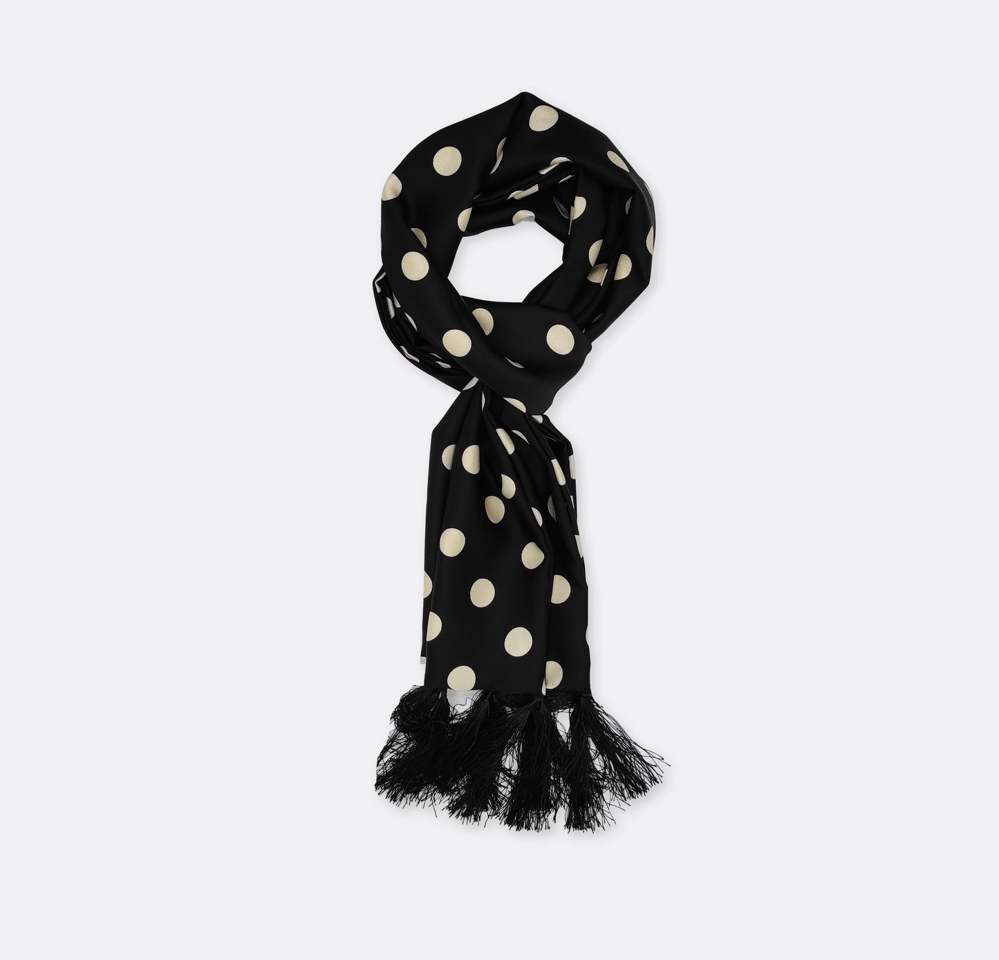 Black Midi Polka Silk Men Scarf