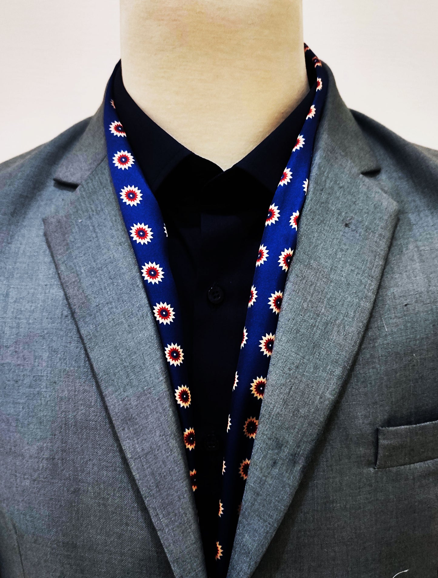 Navy Blue & Gold Reversible - Silk Men Scarf