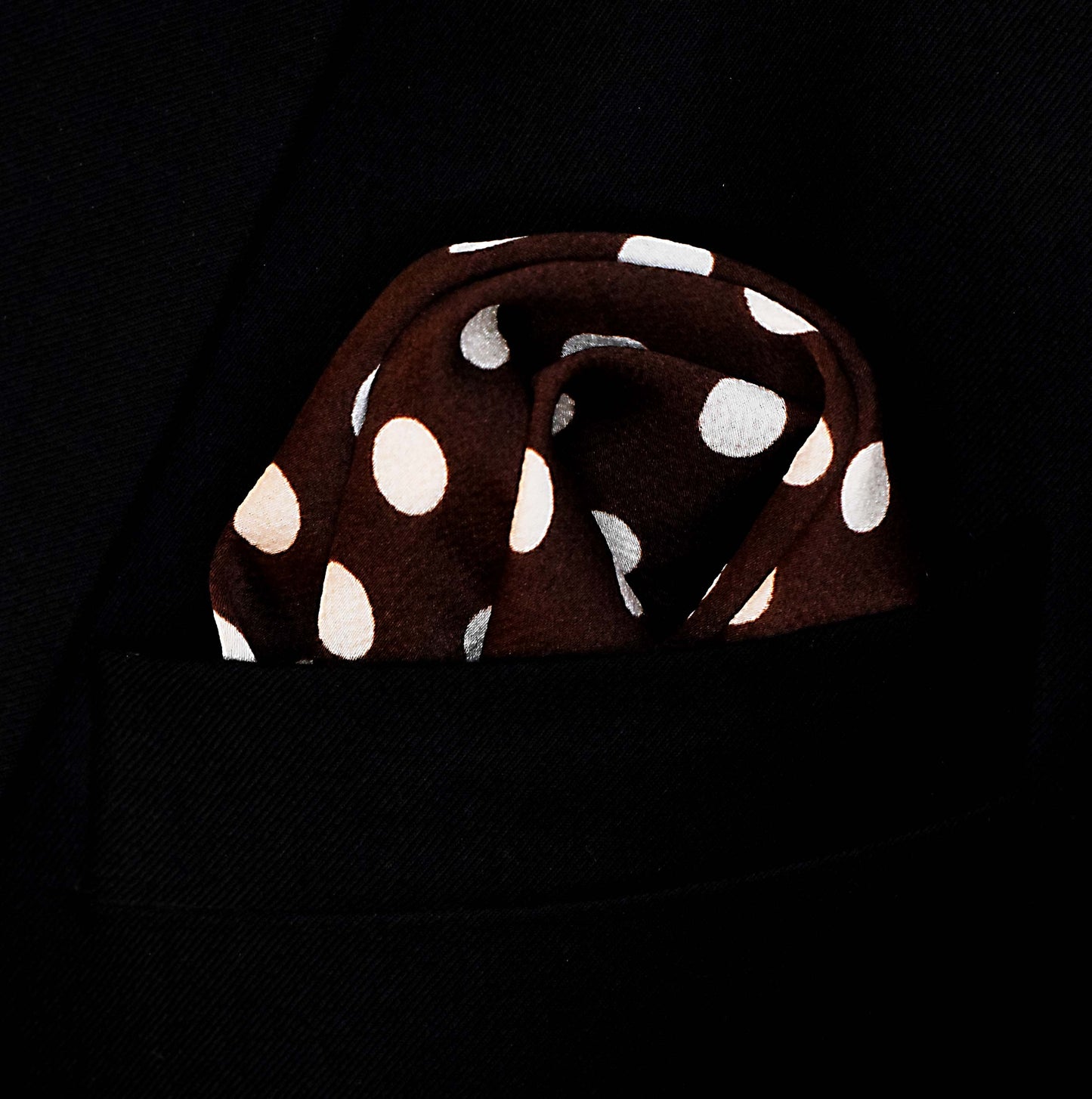 Coffee Base Polka Silk Pocket Square