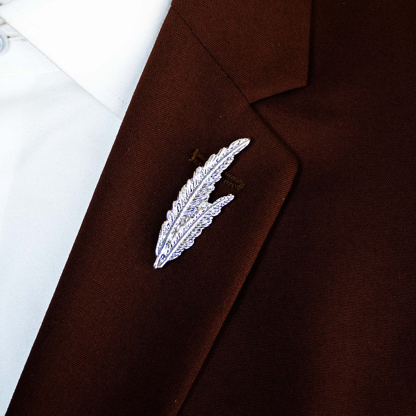 Pair Leaf – Silver Lapel Pin