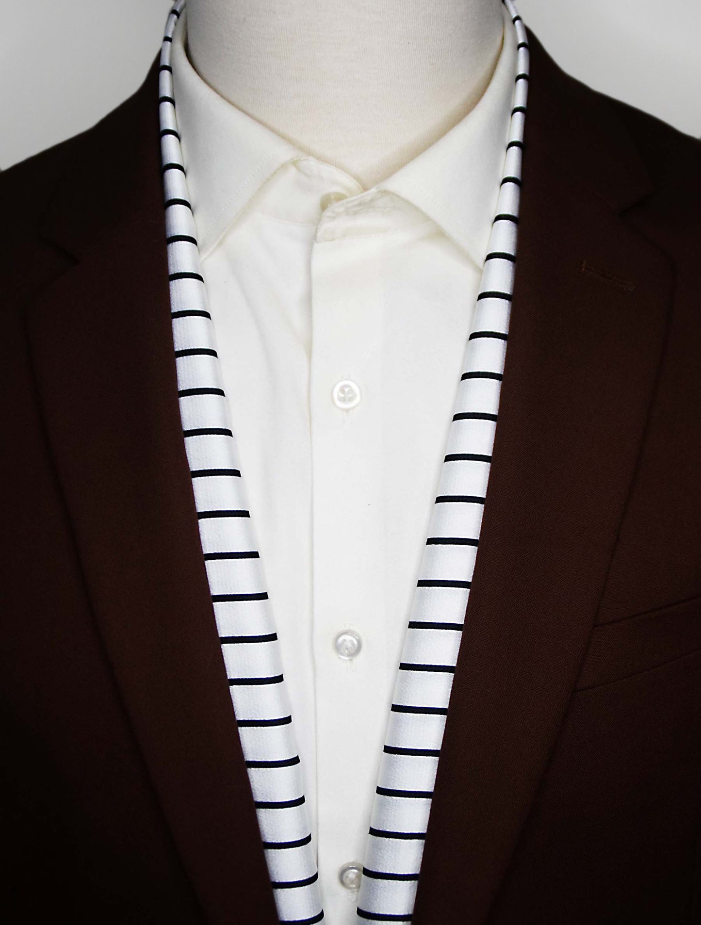 Sleek Black & White Stripes - Silk Men Scarf