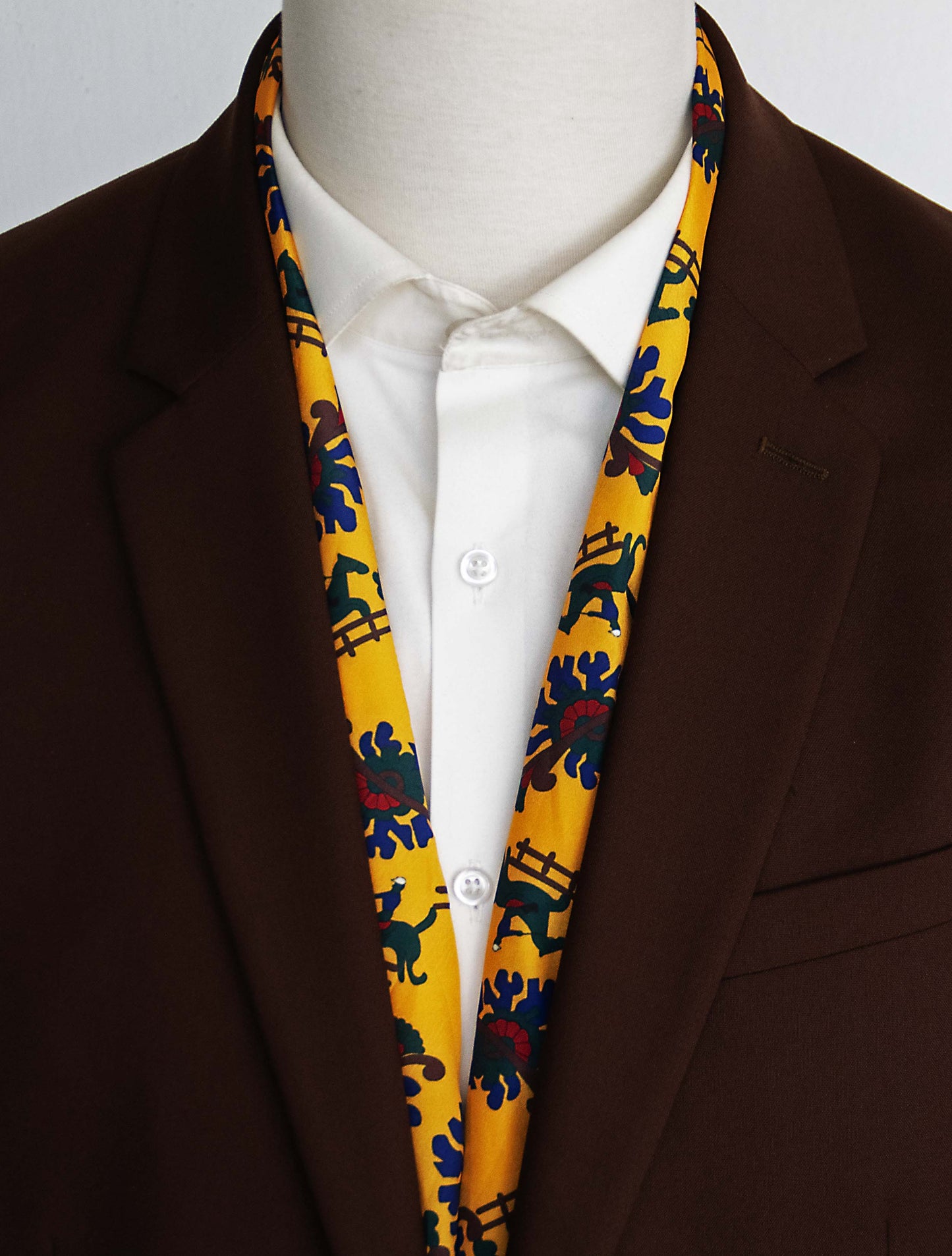 Mustard Paisley and Floral - Silk Men Scarf