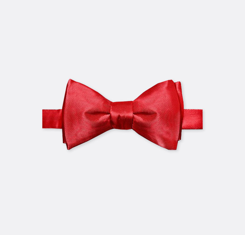 Solid Bold Red Double Fold Bow Tie
