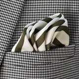 White & Green Stripes Silk Pocket Squares
