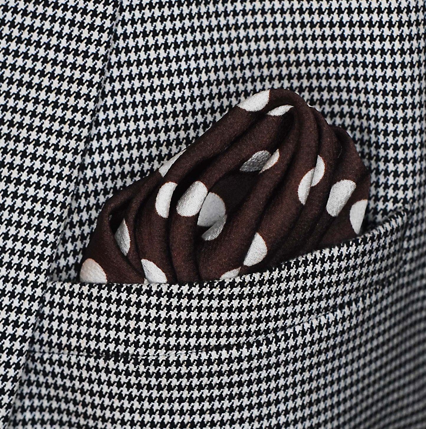 Coffee Base Polka Silk Pocket Square