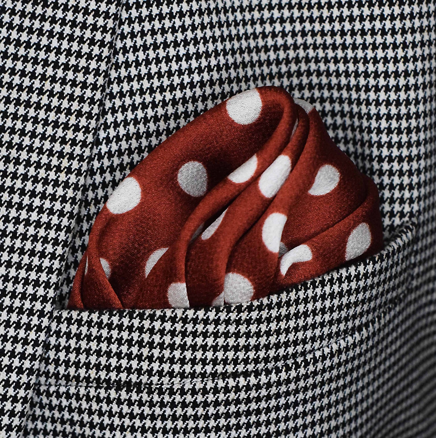 Copper Base Polka - Silk Pocket Square