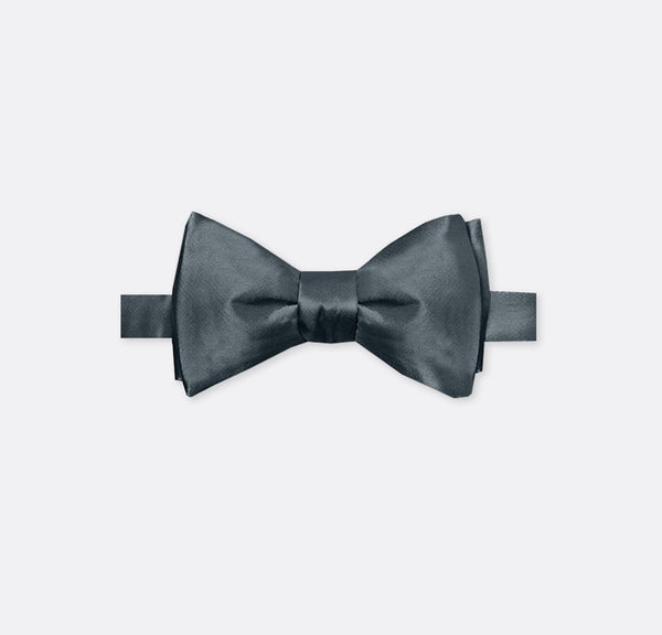 Solid Charcoal Grey Double Fold Bow Tie