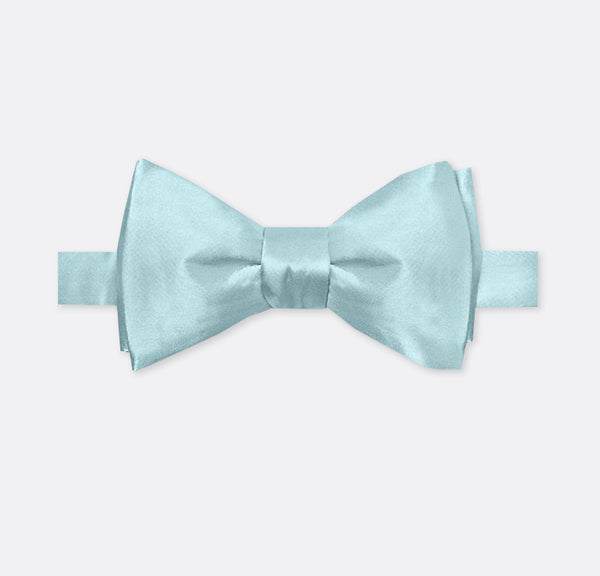 Solid Cool Blue Double Fold Bow Tie