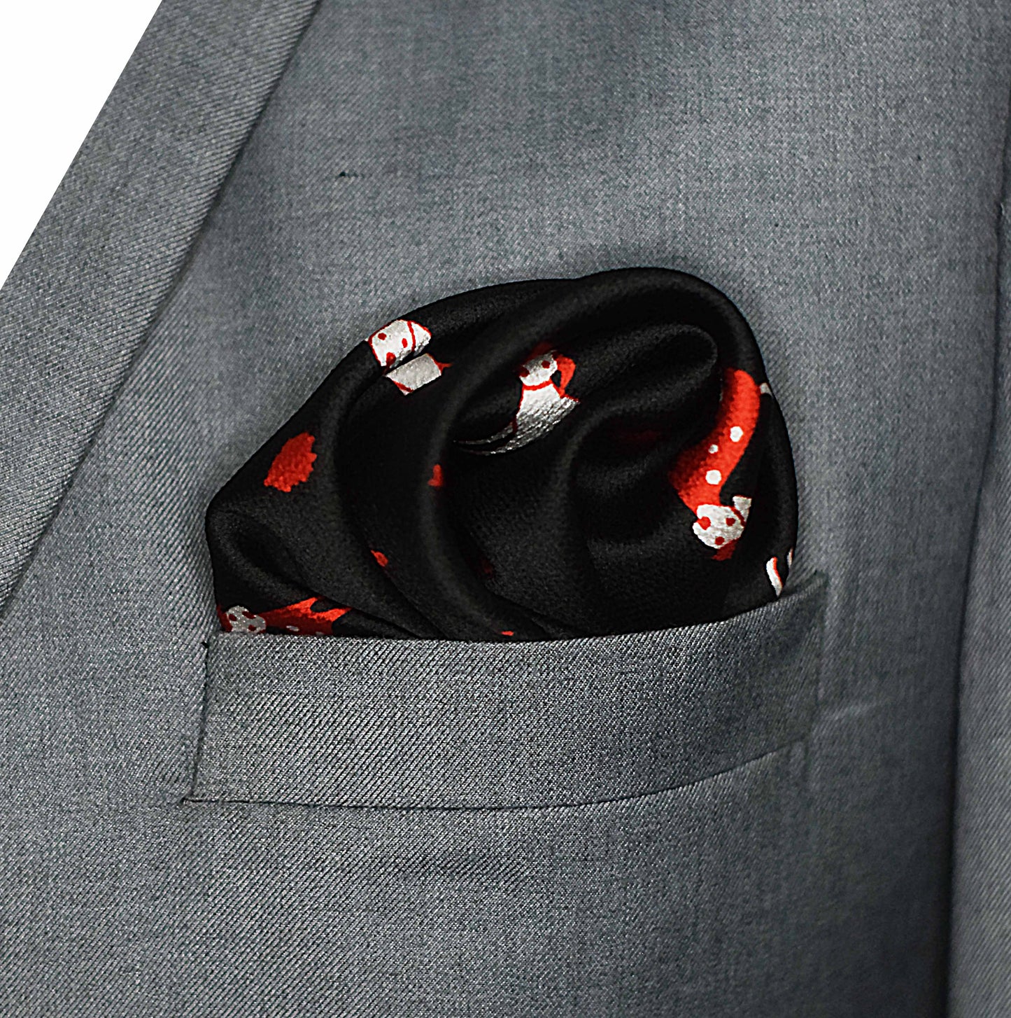 Black Dalmatian Silk Pocket Square