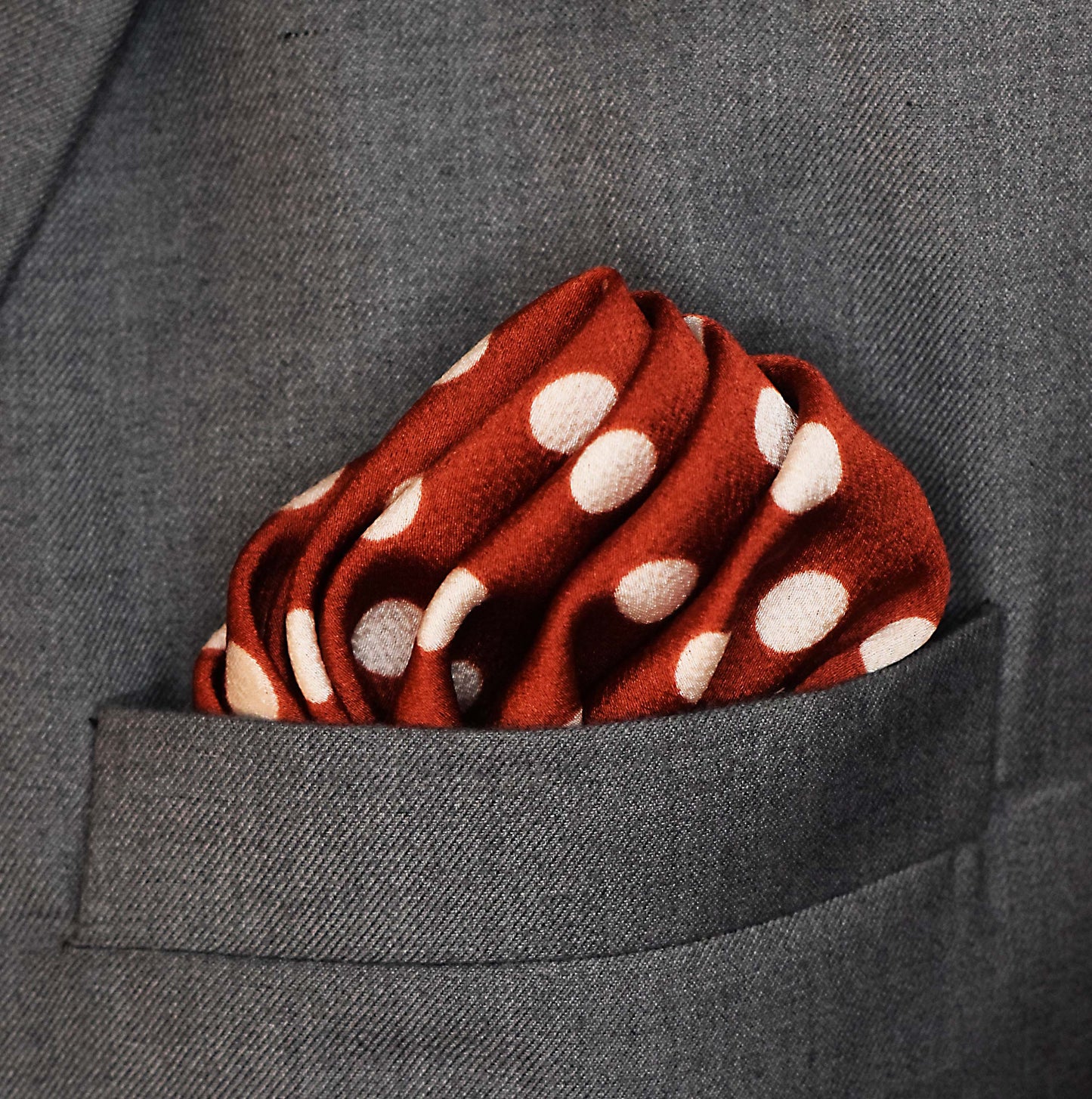 Copper Base Polka - Silk Pocket Square