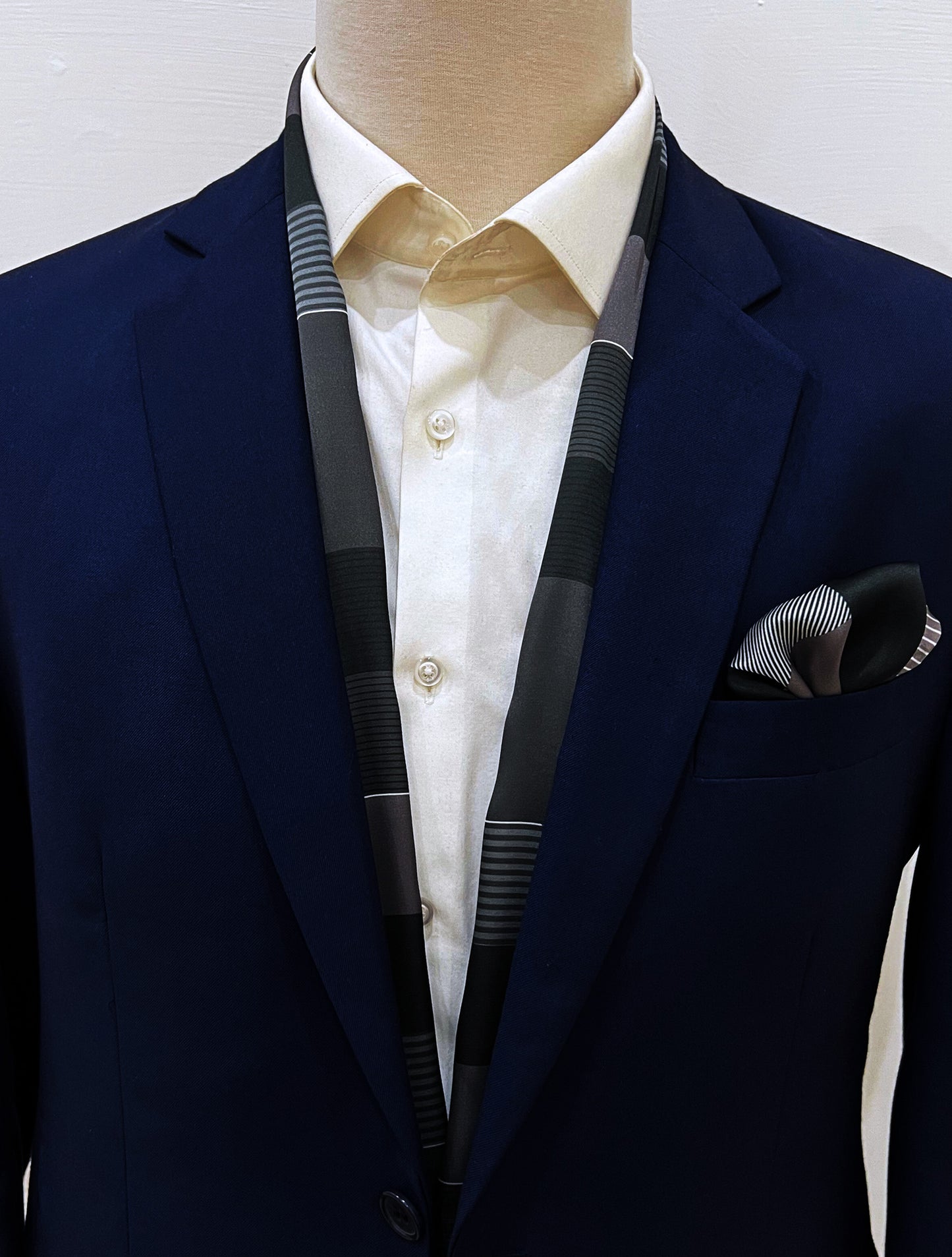 Black & White Abstract - Silk Scarf and Pocket Square Set