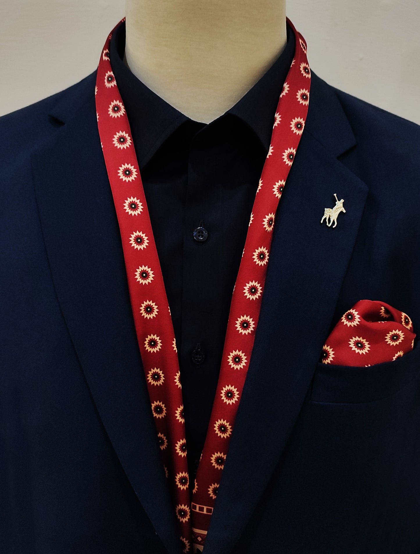 Maroon & Gold Reversible Silk Men Scarf and Pocket Square Set