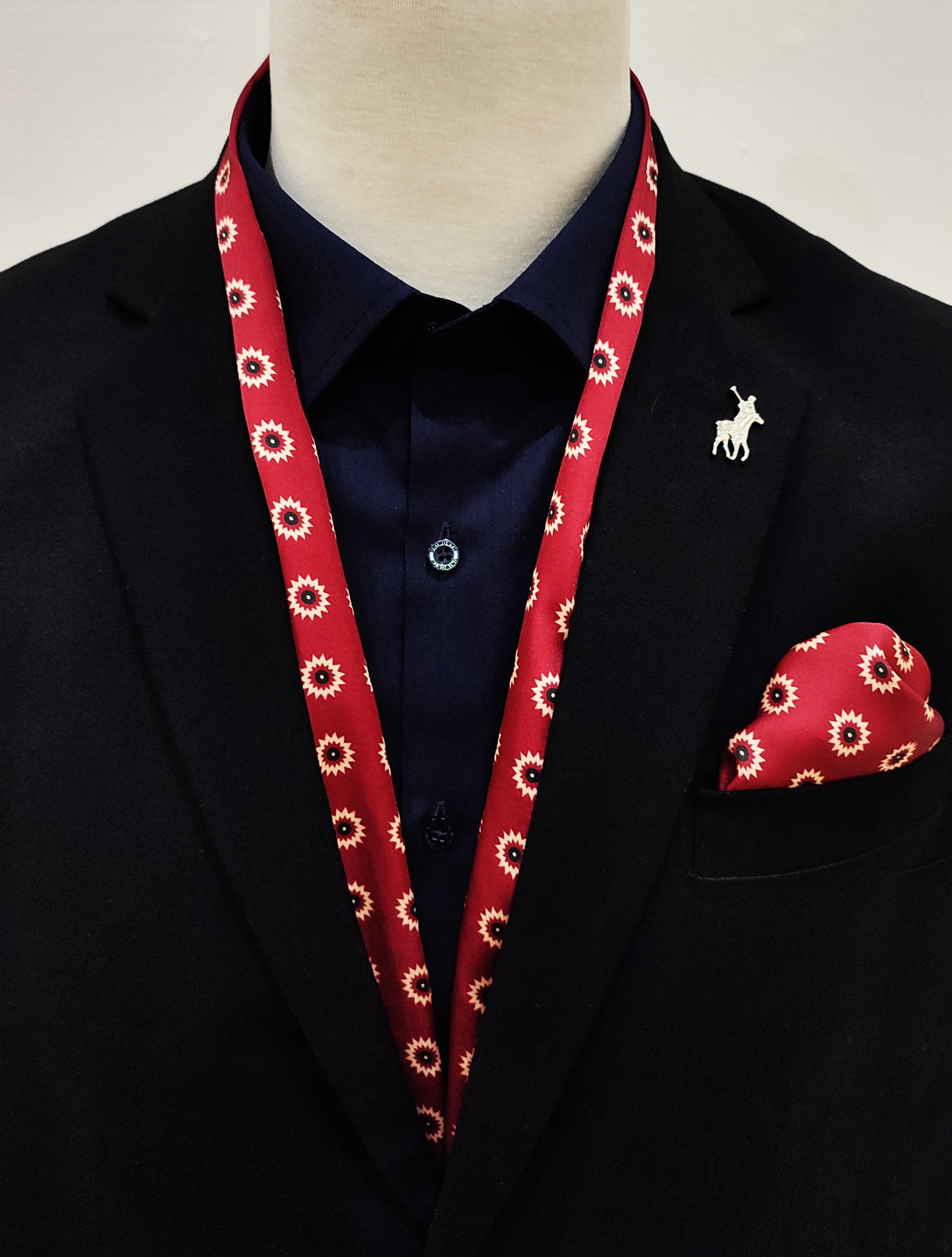 Maroon & Gold Reversible Silk Men Scarf and Pocket Square Set