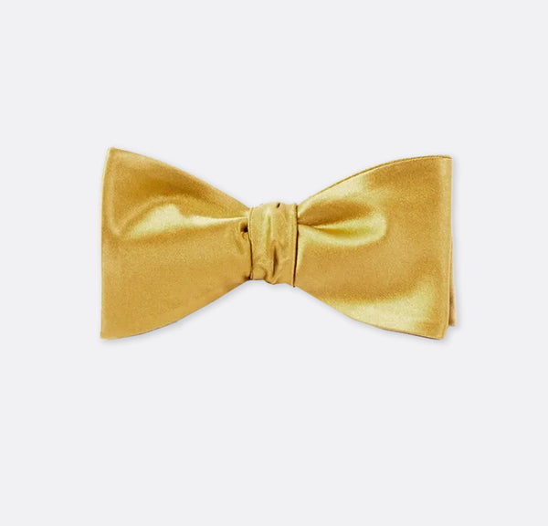 Solid Honey Gold Double Fold Bow Tie