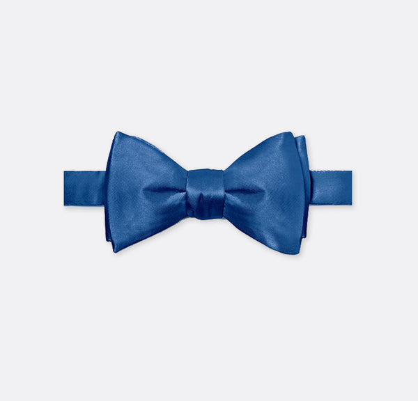 Solid Lapis Blue Double Fold Bow Tie