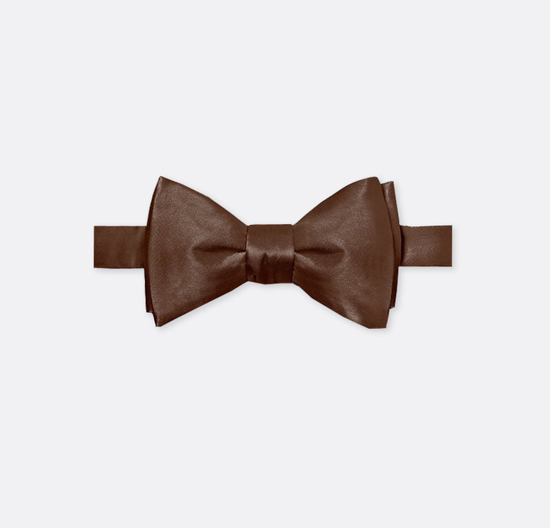 Solid Mid Brown - Double Fold Bow Tie