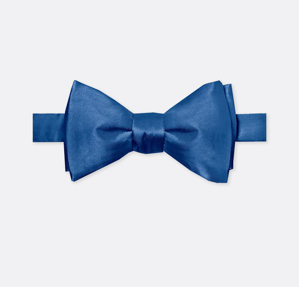 Solid Navy Blue Double Fold Bow Tie