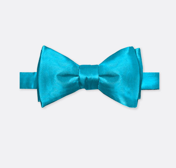 Solid Neon Blue Double Fold Bow Tie