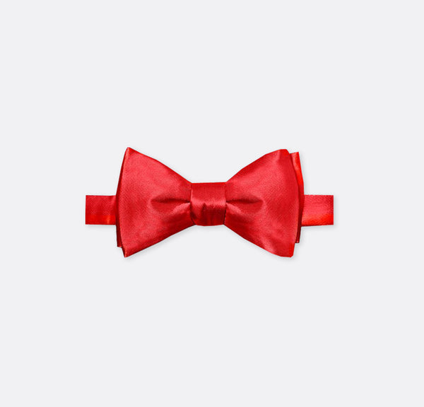 Solid Poppy Red Double Fold Bow Tie